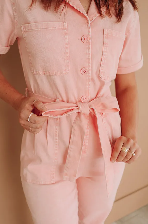 Kiss Me More Peach Jumpsuit - Nursing Friendly - FINAL SALE - FINAL FEW