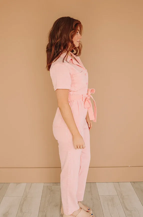 Kiss Me More Peach Jumpsuit - Nursing Friendly - FINAL SALE - FINAL FEW