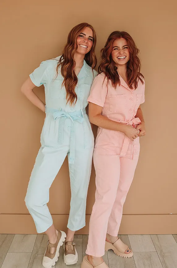 Kiss Me More Peach Jumpsuit - Nursing Friendly - FINAL SALE - FINAL FEW