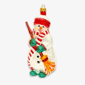 Large Snowman With Broomstick Ornament