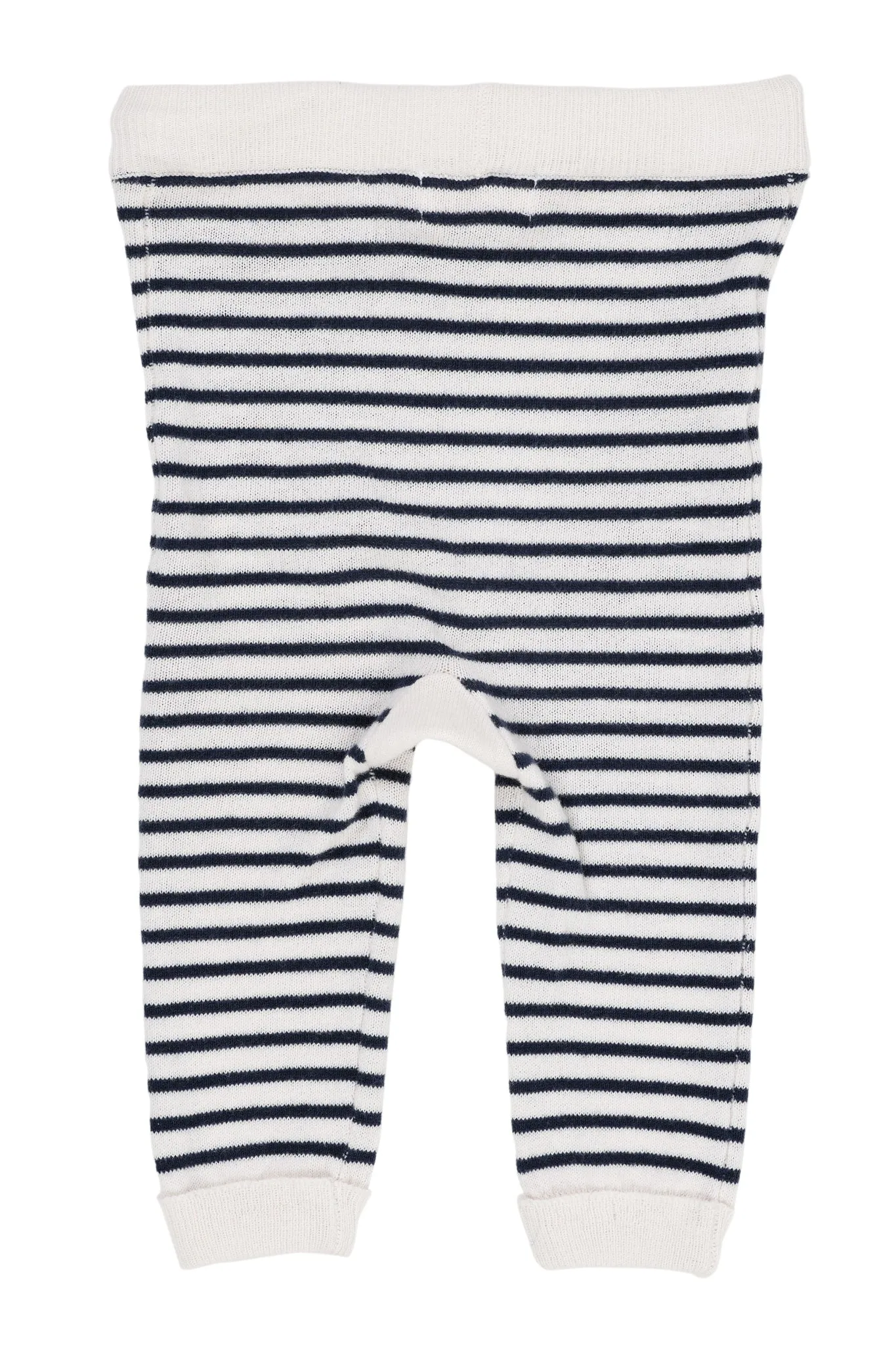 LIGHT KNITTED STRIPE LEGGINGS - CREAM/NAVY COMB.