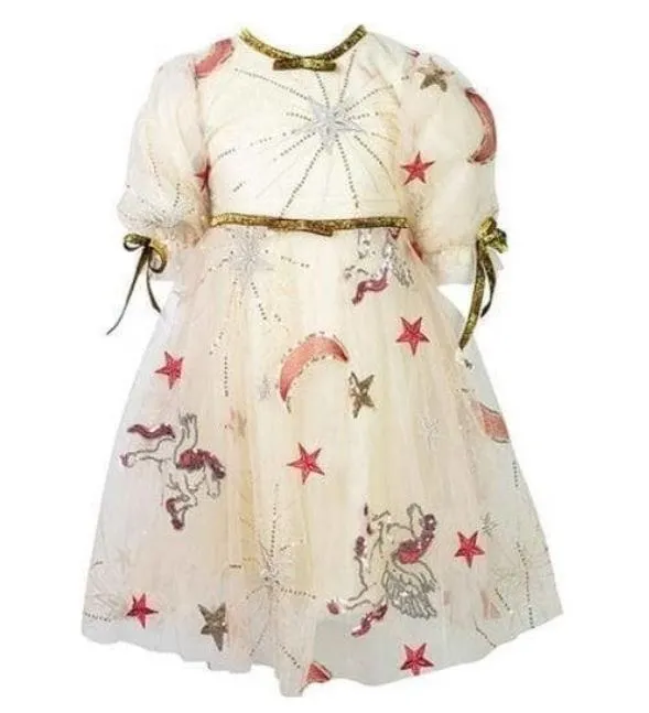 LOLA   THE BOYS Golden Star Party Dress, Gold (SZ 12)