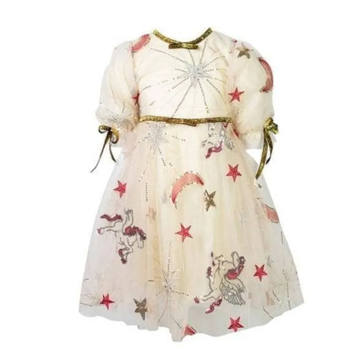 LOLA   THE BOYS Golden Star Party Dress, Gold (SZ 12)