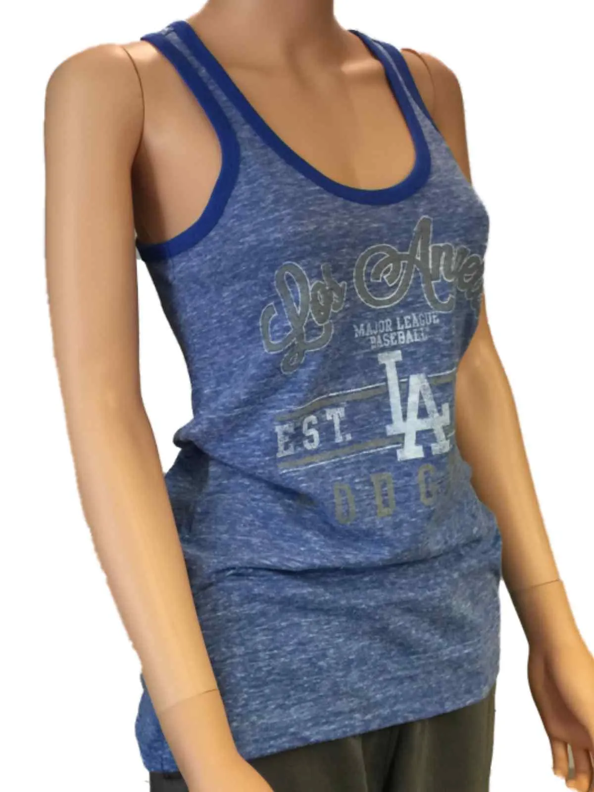 Los Angeles Dodgers SAAG Women Blue Racerback Sleeveless Shadow Tank Top