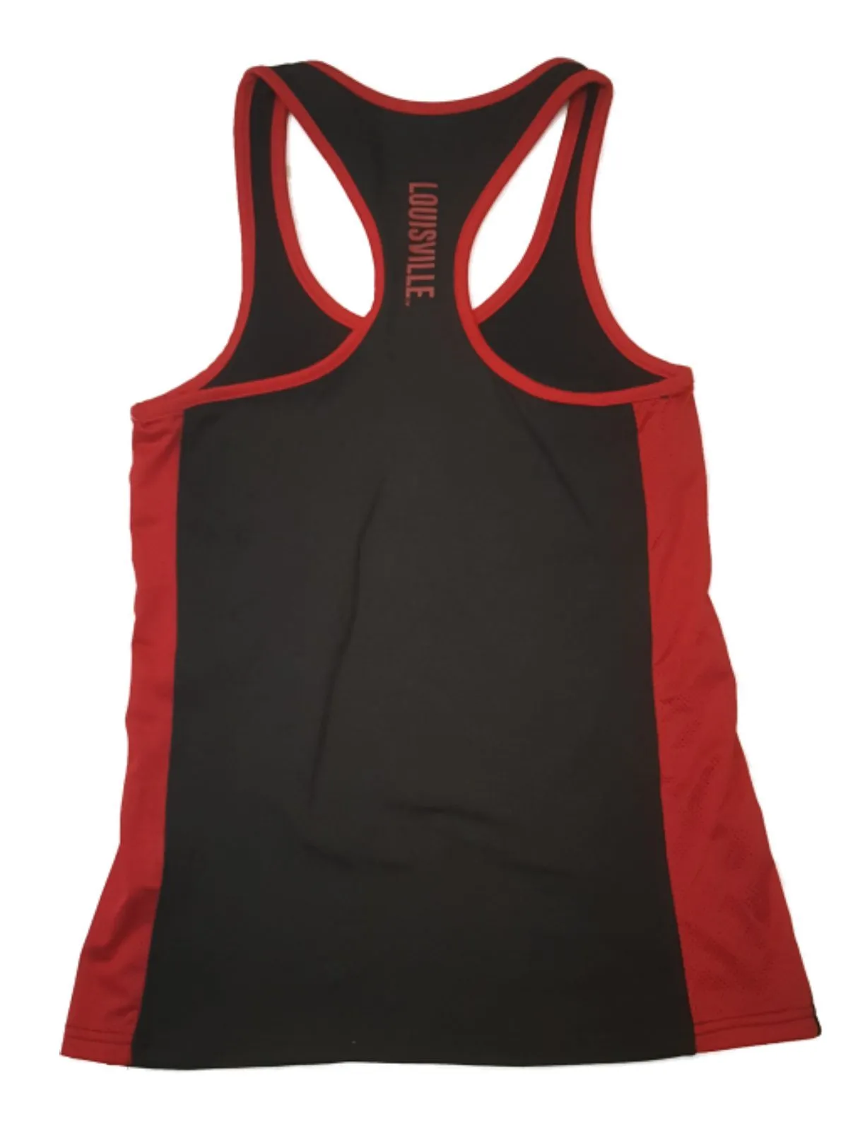 Louisville Cardinals Colosseum WOMEN'S Black with Red Mesh Workout Tank Top (M)