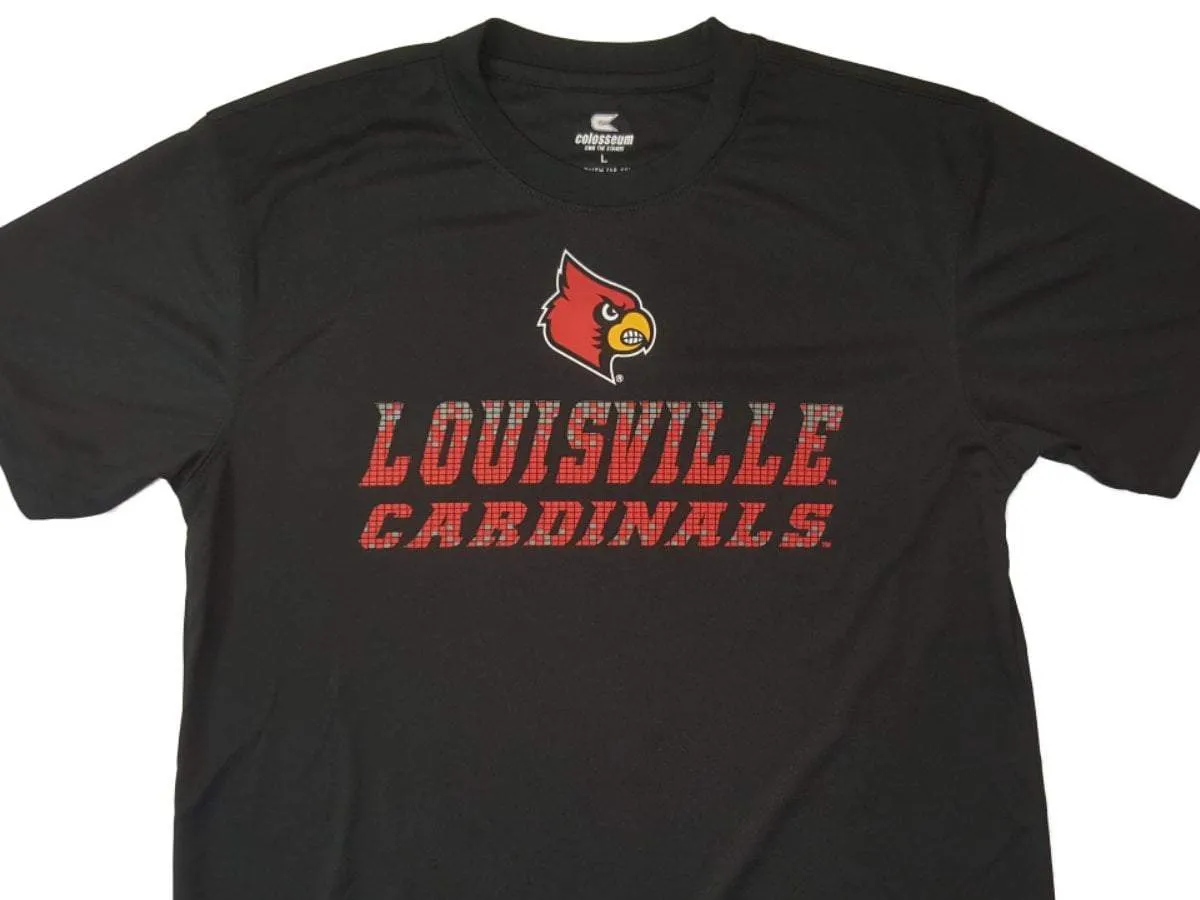 Louisville Cardinals Colosseum YOUTH Boys Black Performance SS T-Shirt 16-18 (L)