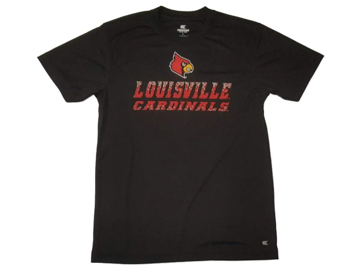 Louisville Cardinals Colosseum YOUTH Boys Black Performance SS T-Shirt 16-18 (L)