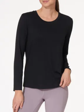 L/S Tee With Back Slits, Black