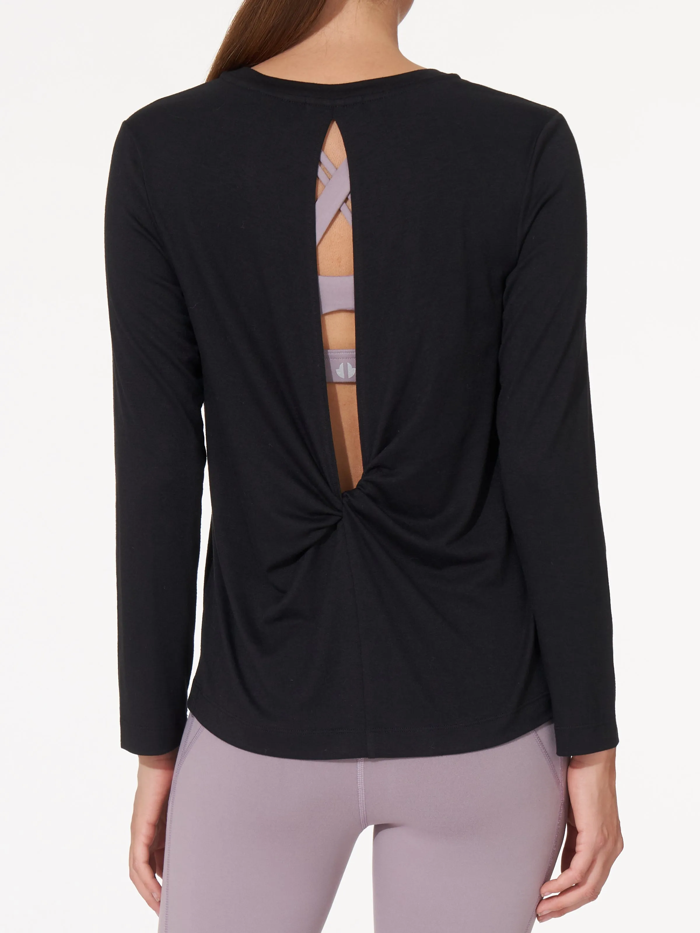 L/S Tee With Back Slits, Black