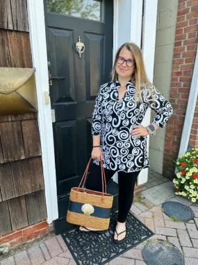 Lulu B Black and White Swirls Button Tunic