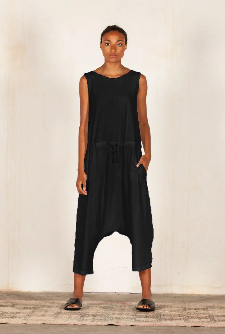 MAMA B Drawstring Jumpsuit in Black