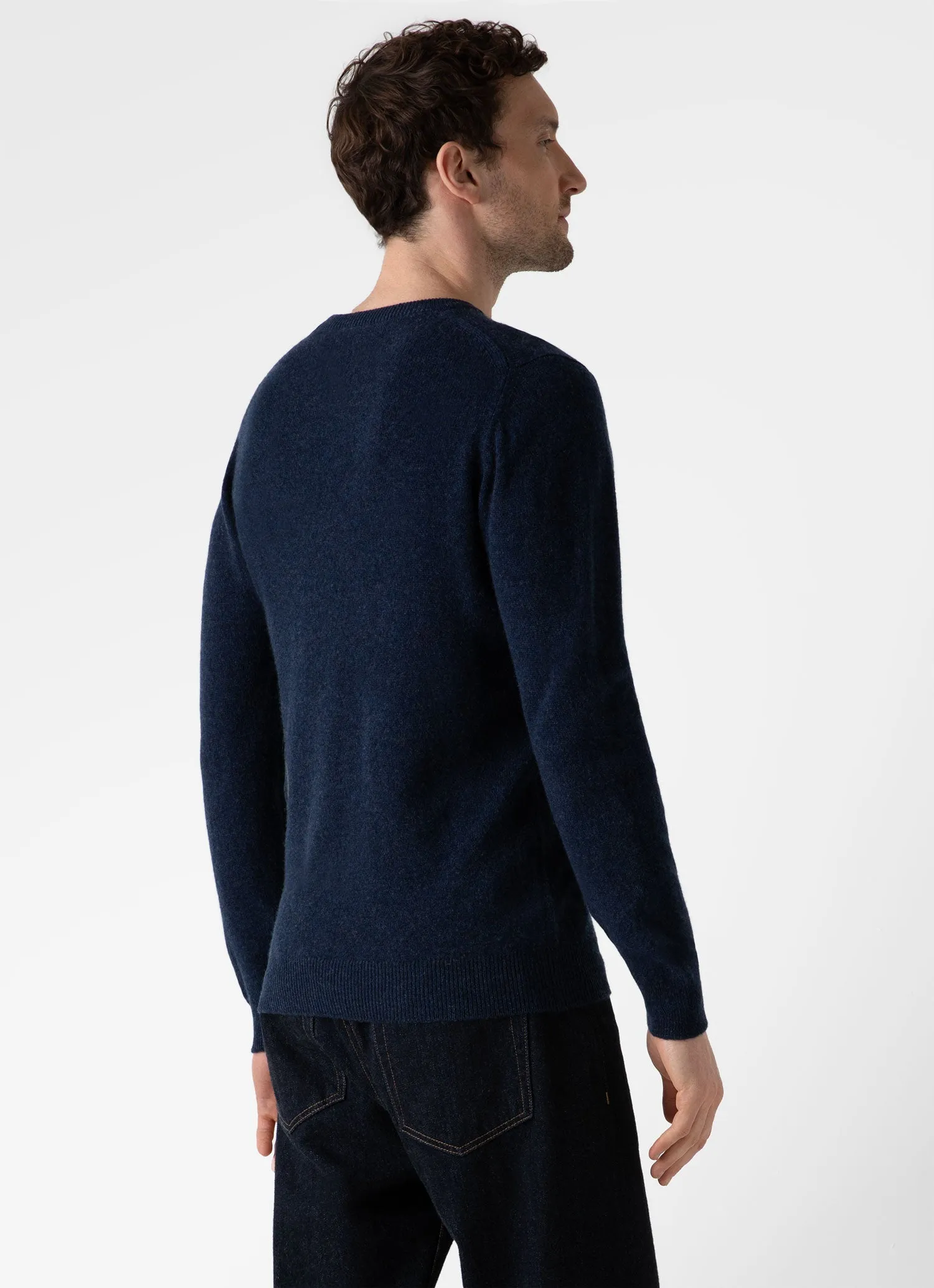 Men's Cashmere Crew Neck Jumper in Navy Melange