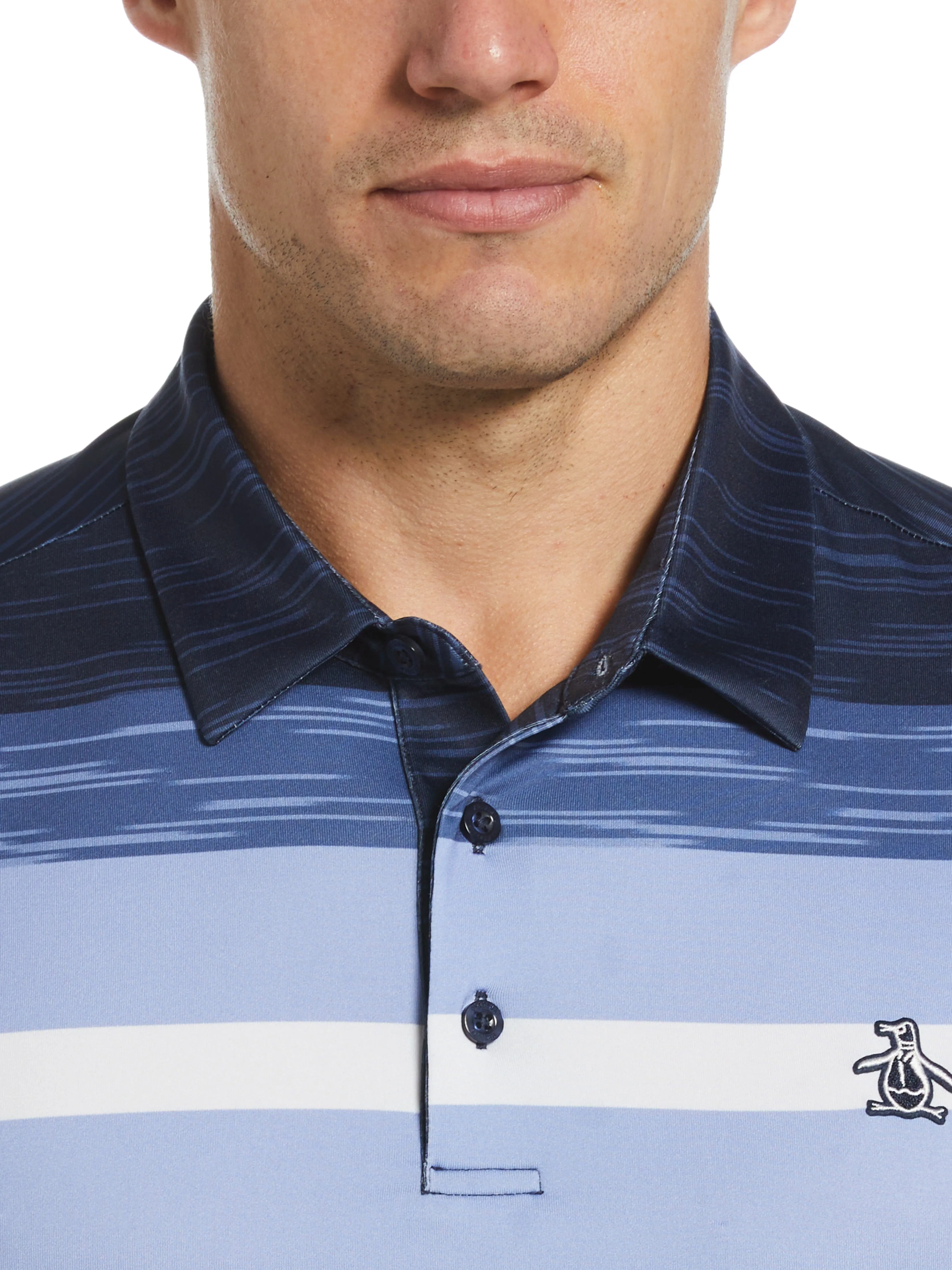 Men's Color Block Engineered Marl Stripe Polo