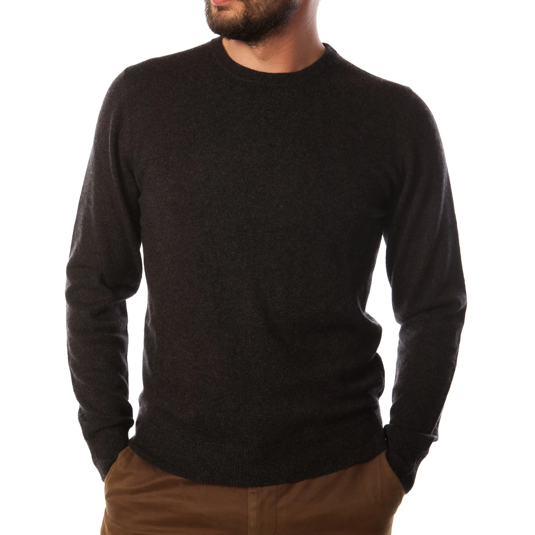 Men's Dunedin Cashmere 100% Cashmere Crew Neck Sweater  Charcoal