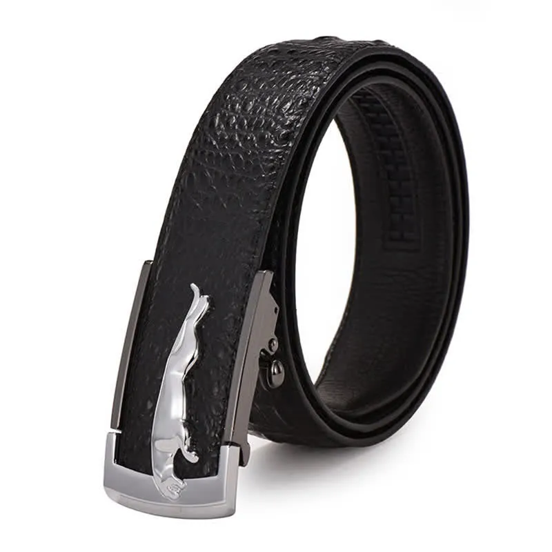 Men's Leopard Automatic Buckle Alligator Pattern Leather Belt