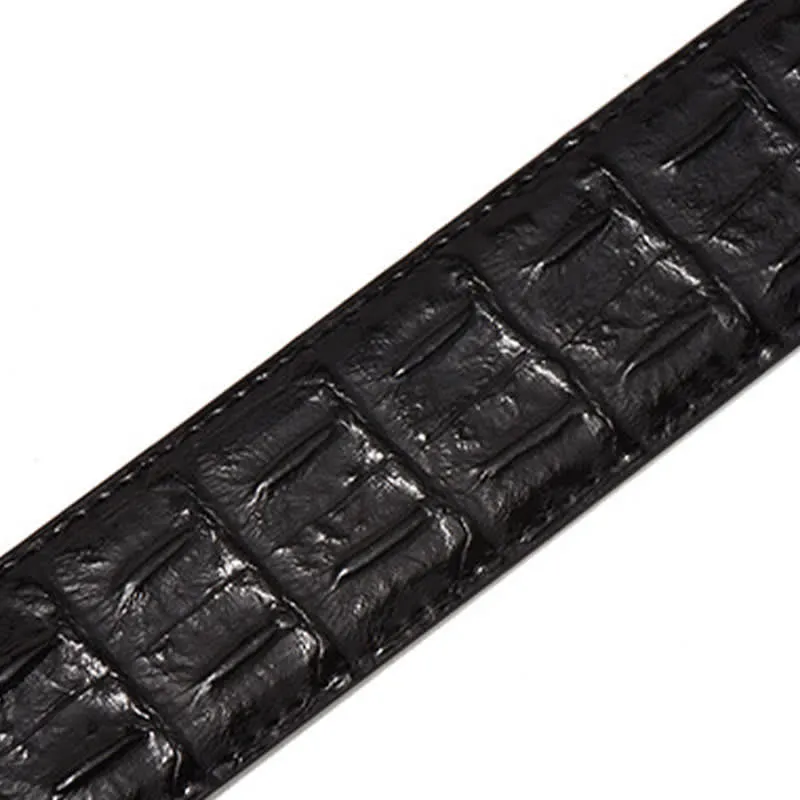 Men's Leopard Automatic Buckle Alligator Pattern Leather Belt