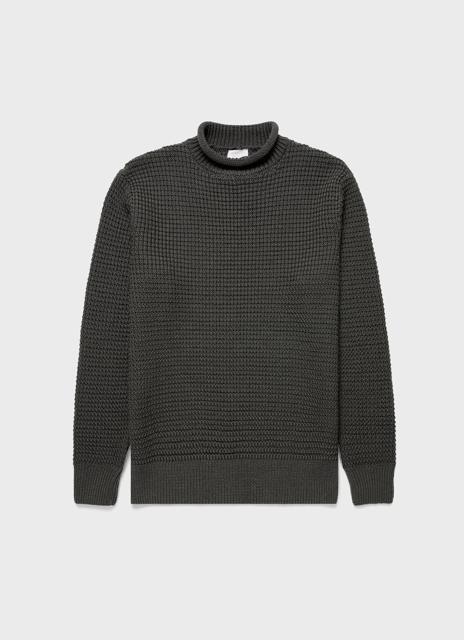 Men's Merino Fisherman Jumper in Khaki