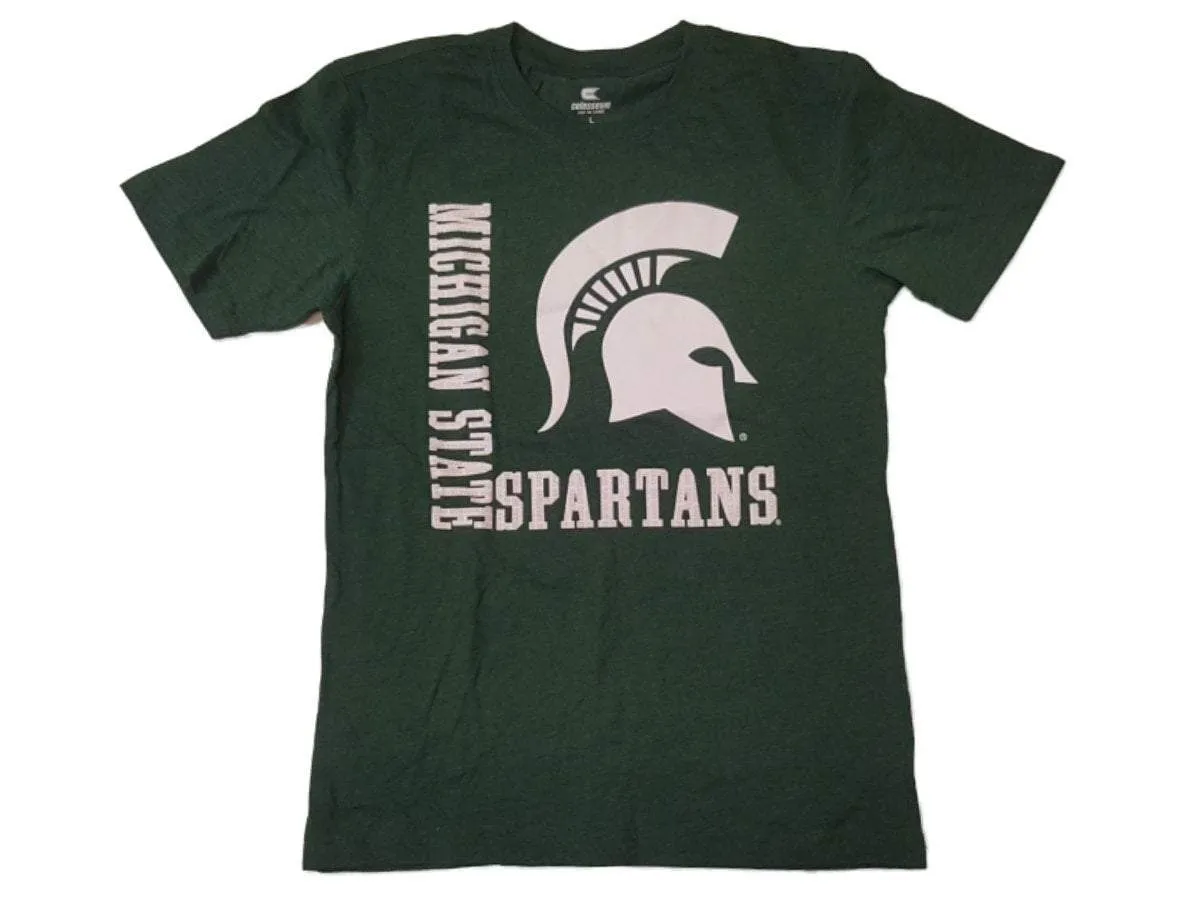 Michigan State Spartans YOUTH Boy's Green Textured Logo SS T-Shirt 16-18 (L)