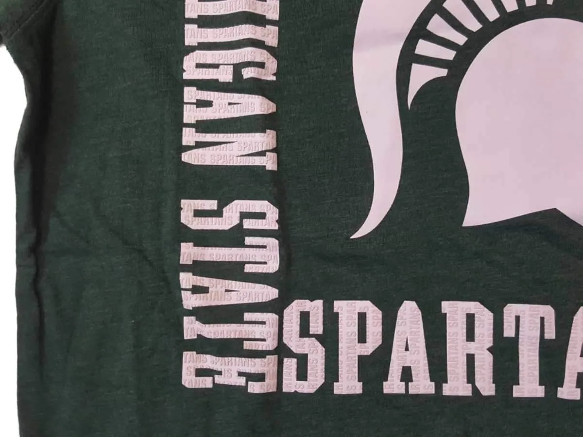 Michigan State Spartans YOUTH Boy's Green Textured Logo SS T-Shirt 16-18 (L)