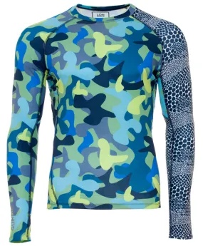 M's Crew Neck Rash Guard - Camo Moss Dune Navy