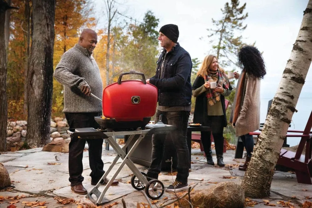 Napoleon TravelQ 285X (Red) Portable Propane BBQ with Scissor Cart & Griddle TQ285X-RD-1-A