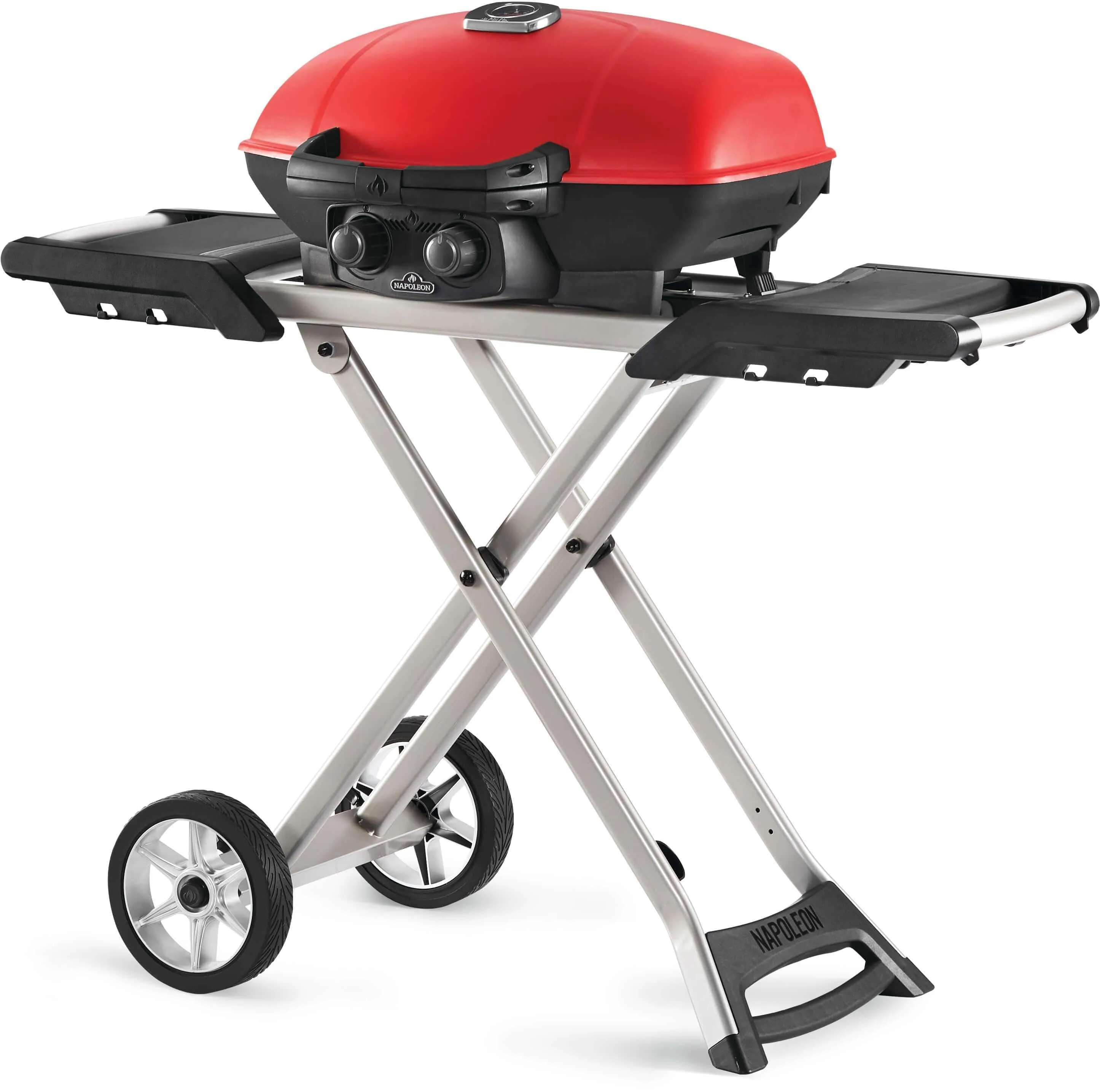 Napoleon TravelQ 285X (Red) Portable Propane BBQ with Scissor Cart & Griddle TQ285X-RD-1-A