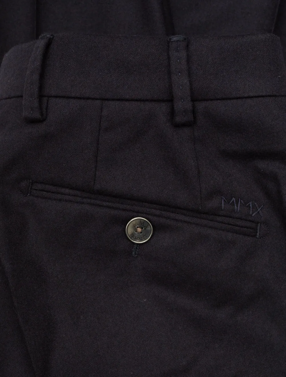 Navy Lupus Wool Flannel Trousers