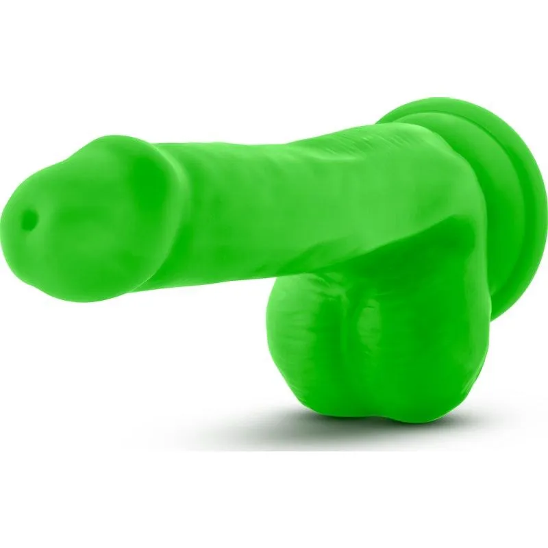 Neo Elite 6in Silicone Dual Density Cock with Balls Neon Green