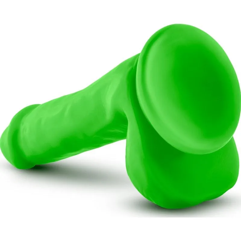 Neo Elite 6in Silicone Dual Density Cock with Balls Neon Green