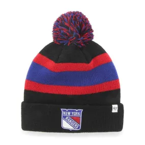 New York Rangers 47 Brand Black Breakaway Knit Cuffed Poofball Beanie Hat Cap