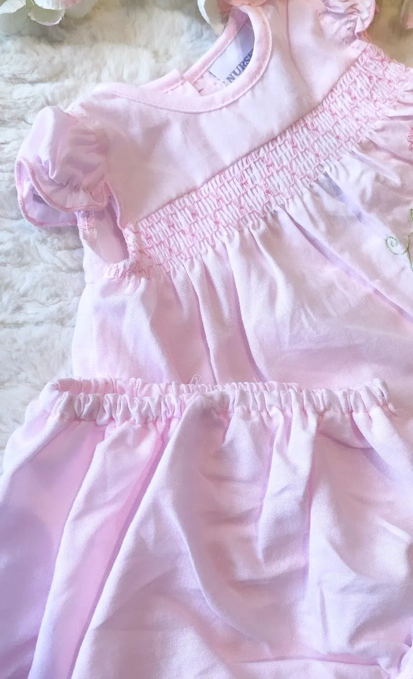 Nursery time rose embroidery dress and knickers