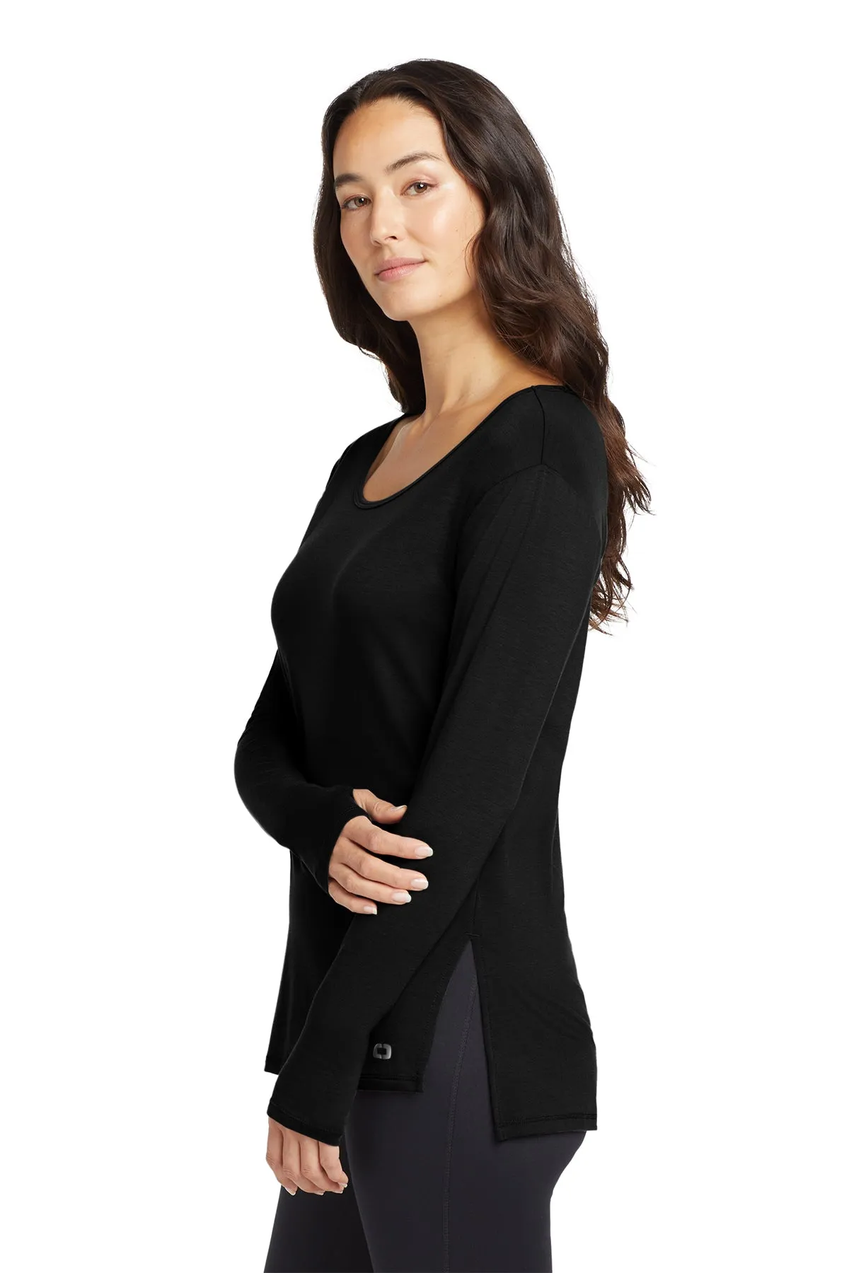 OGIO Ladies Luuma Long Sleeve Tunic, Blacktop [ME Elecmetal]