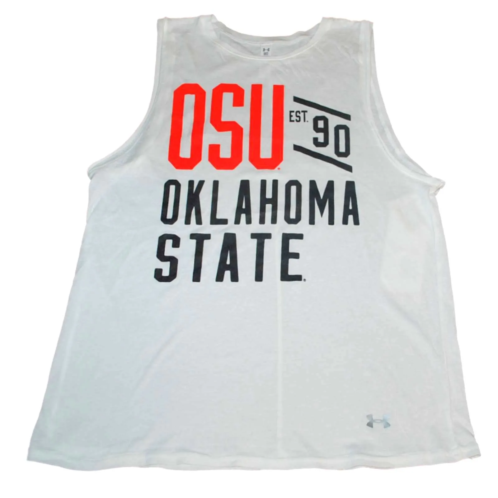 Oklahoma State Cowboys UA Under Armour Women White Loose Heat Gear Tank Top (M)