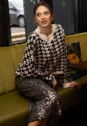 Oversized Sequin Houndstooth Jumper