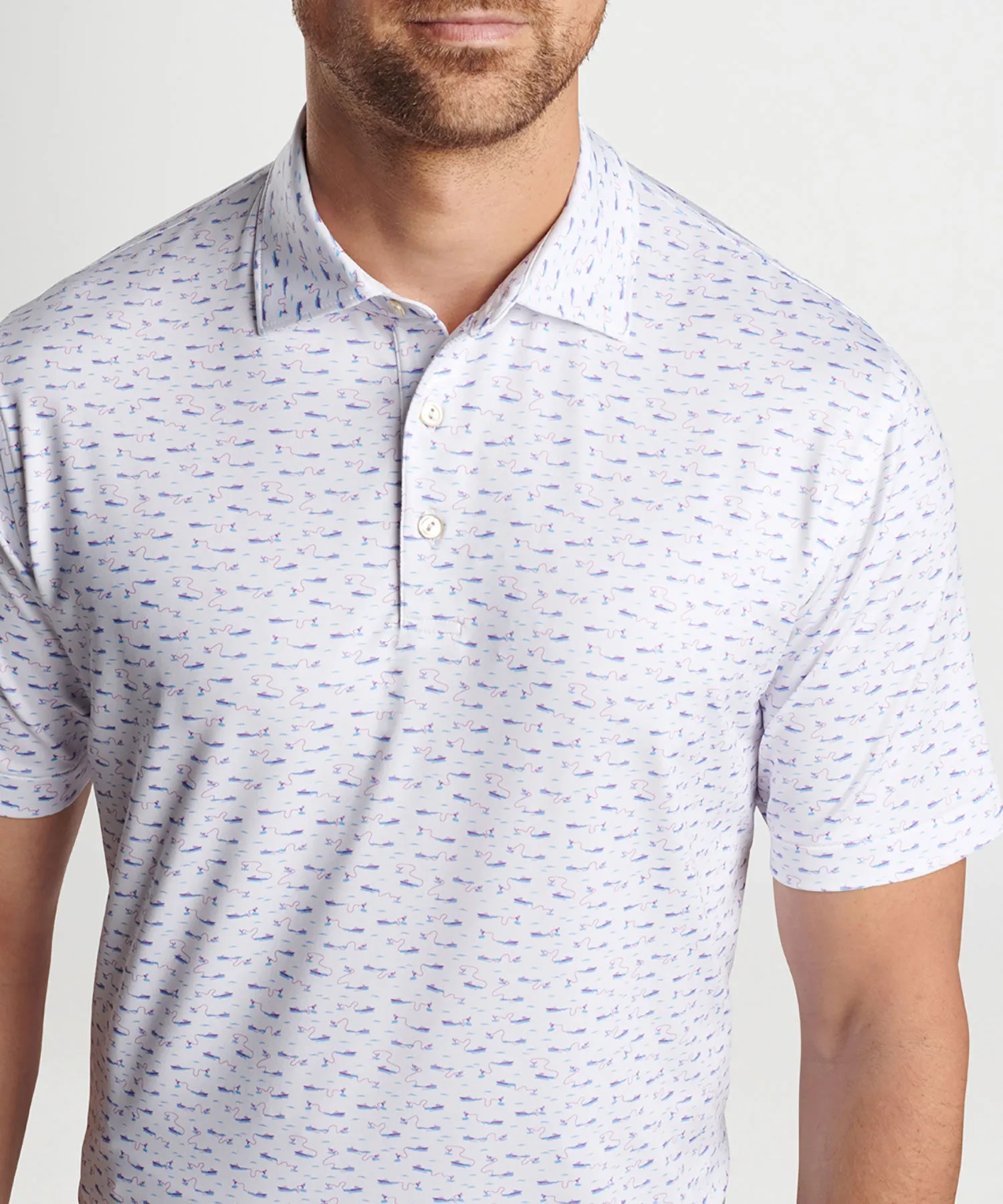 Peter Millar Short Sleeve Cypress Print Polo