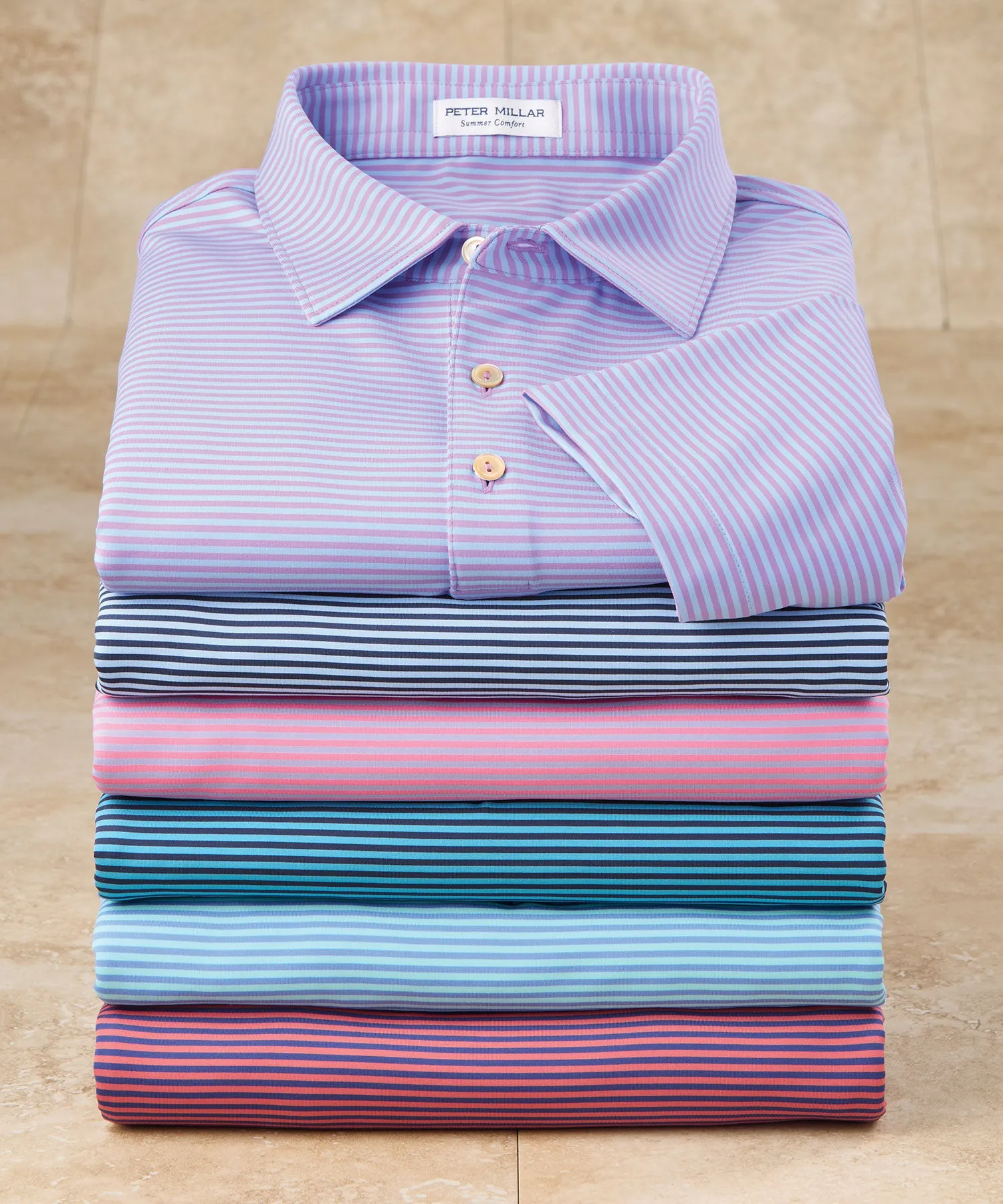 Peter Millar Short Sleeve Hales Stripe Polo Knit Shirt