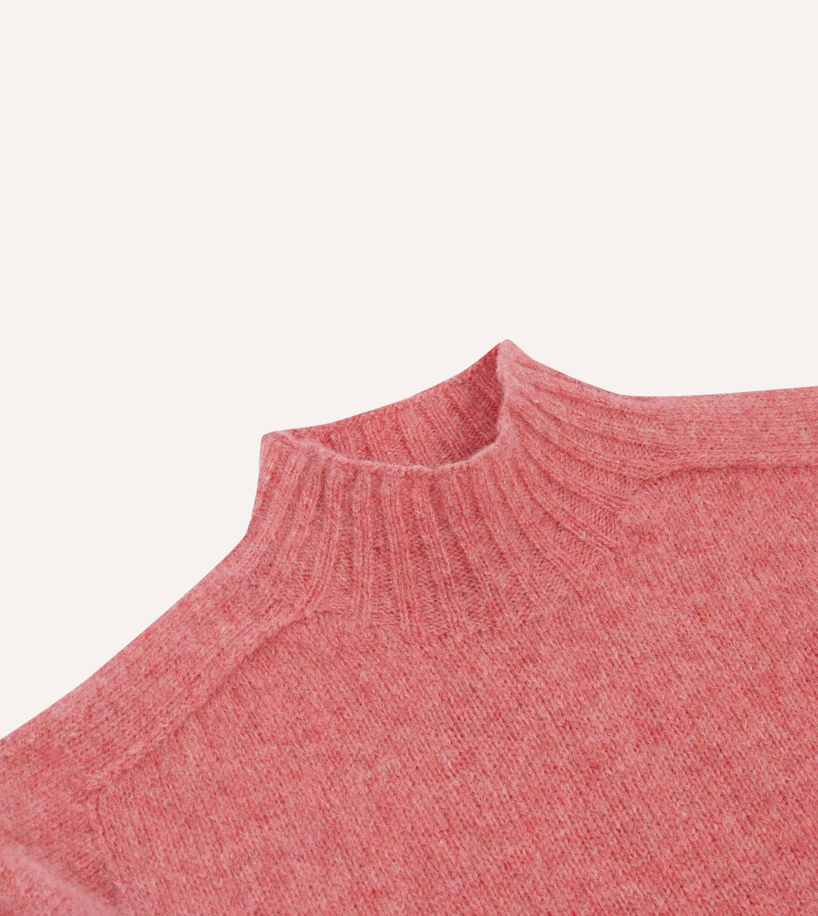 Pink Brushed Shetland Mock Neck Jumper