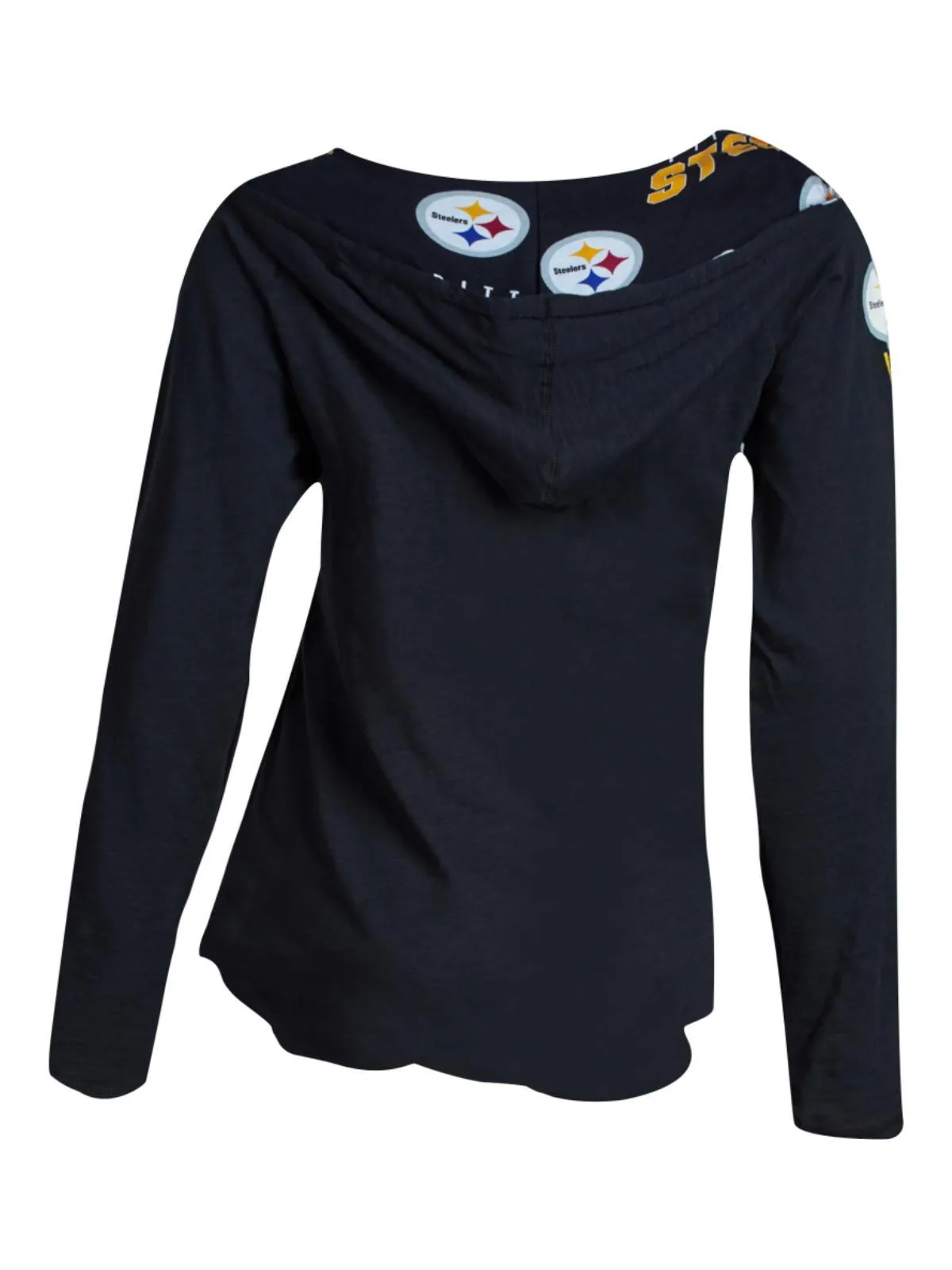 Pittsburgh Steelers Concepts Sport WOMEN'S Black Slide LS Hooded T-Shirt