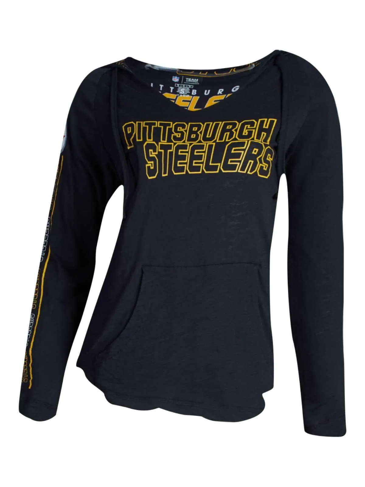 Pittsburgh Steelers Concepts Sport WOMEN'S Black Slide LS Hooded T-Shirt