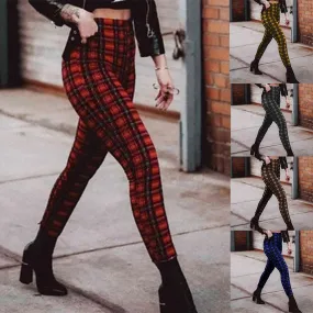 Plaid Print High Waist Slim Fit Leggings