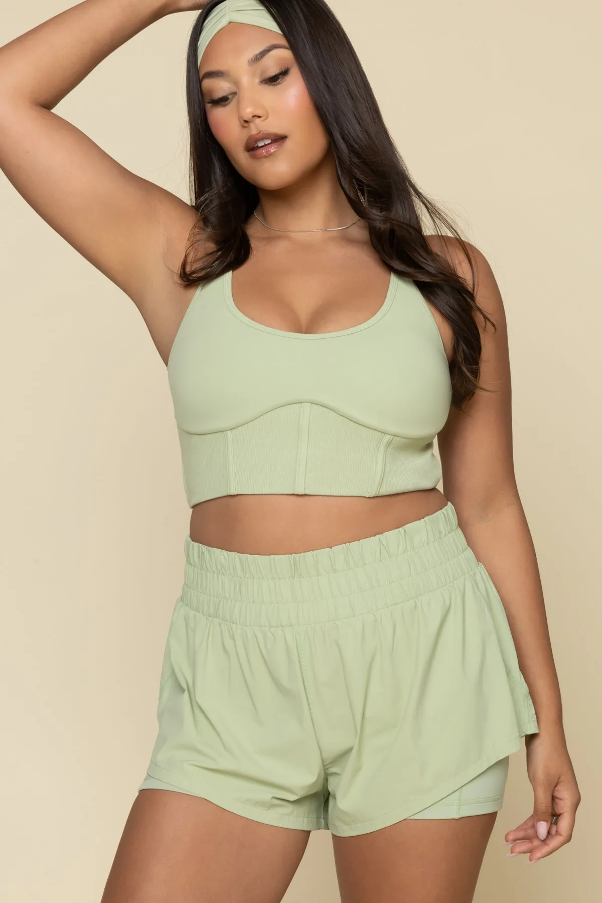 Plié Corset Crop Bralette - Pistachio