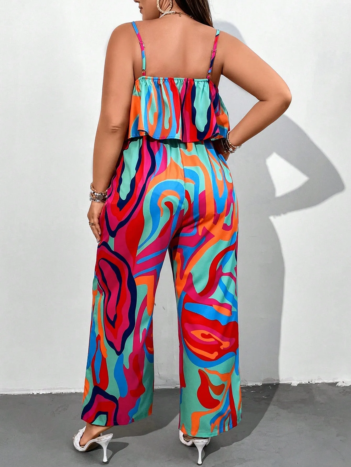 Plus All Over Print Cami Jumpsuit