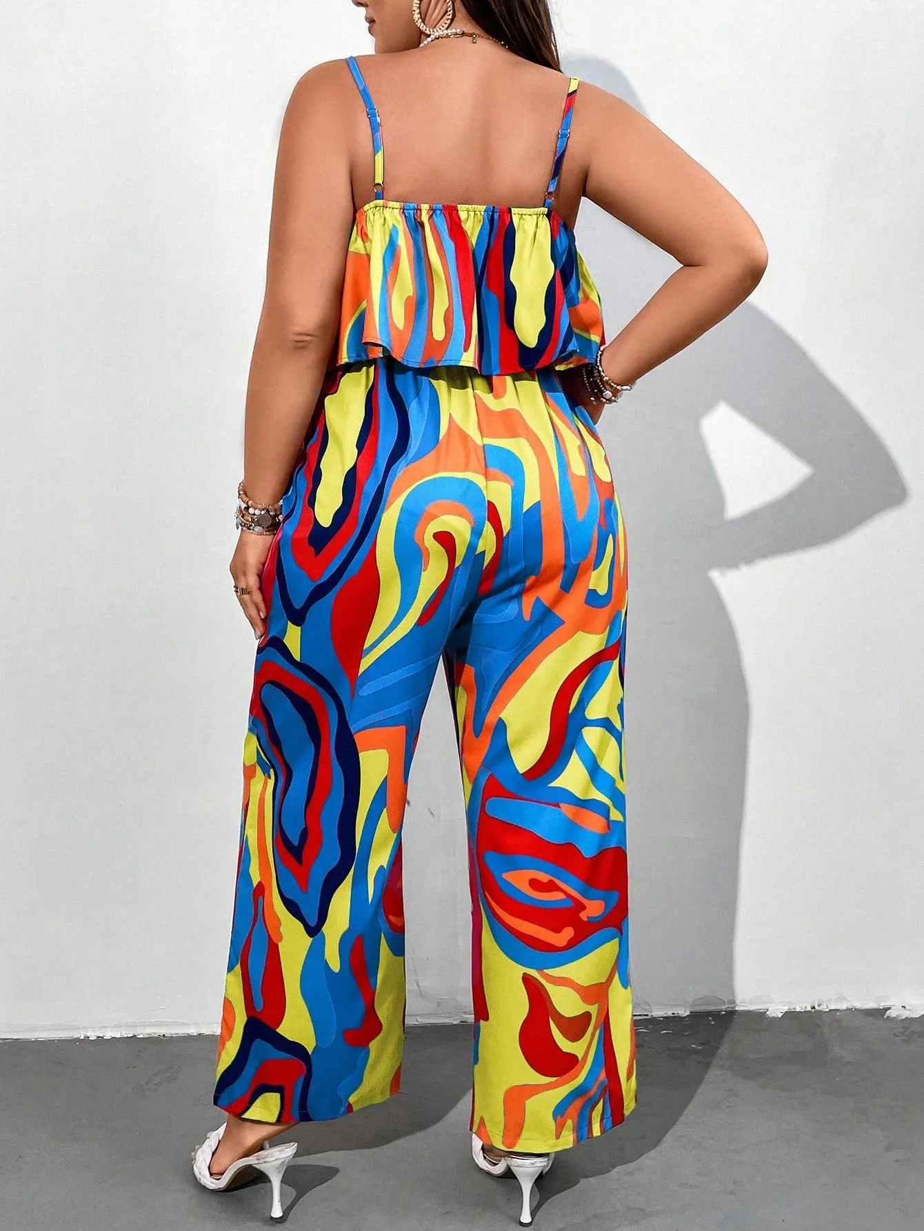 Plus All Over Print Cami Jumpsuit