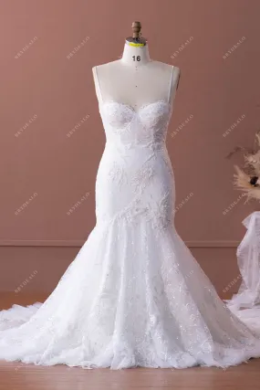 Plus Size Spaghetti Straps Luxury Lace Trumpet Bridal Gown