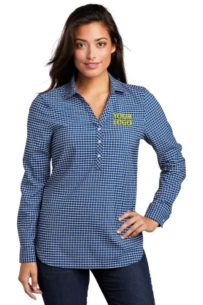 Port Authority Ladies City Stretch Customized Tunics, True Blue/White