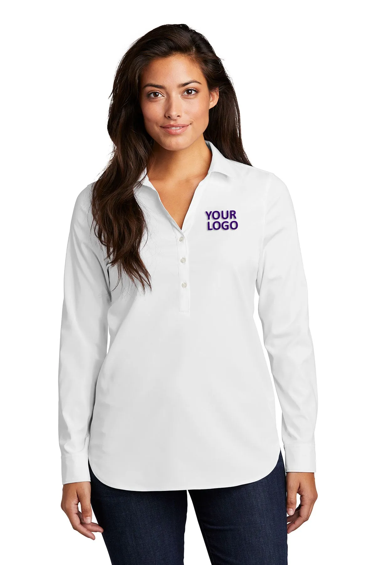 Port Authority Ladies City Stretch Customized Tunics, White