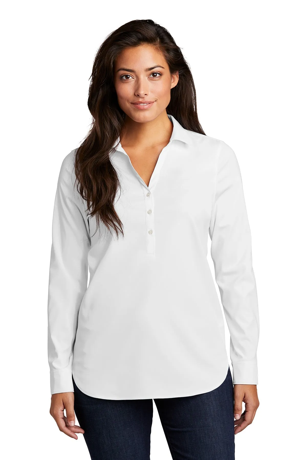 Port Authority Ladies City Stretch Customized Tunics, White