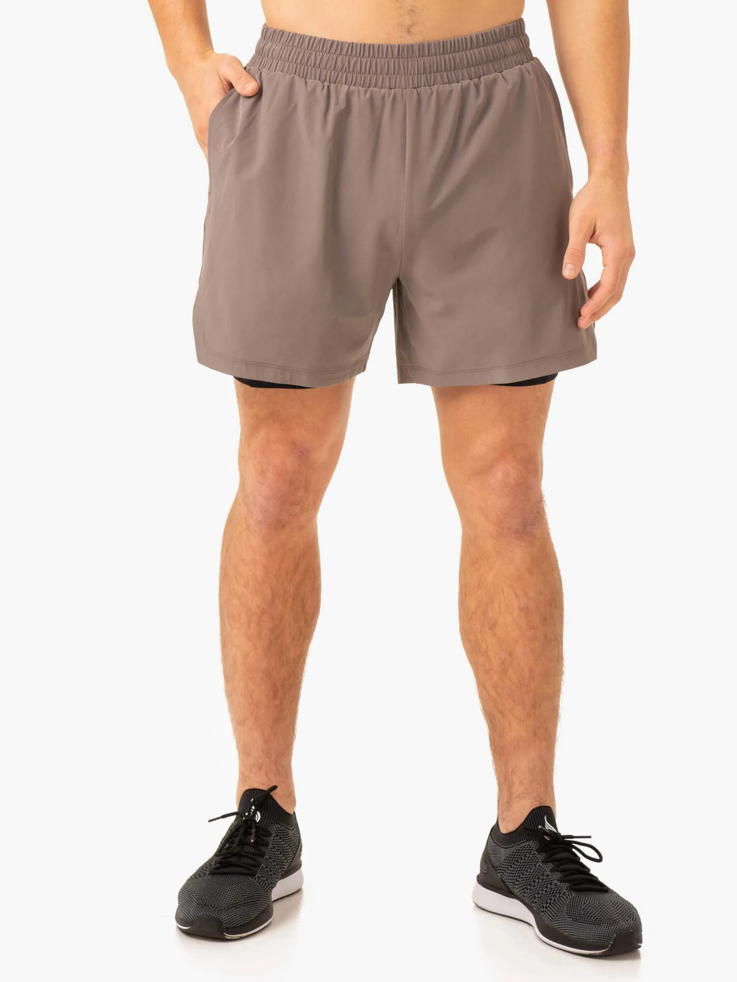 Pursuit 2 In 1 Training Shorts - Taupe