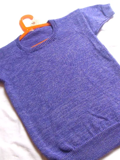 " Una" a ladies knitted short sleeve jumper/ tee shirt, royal purple