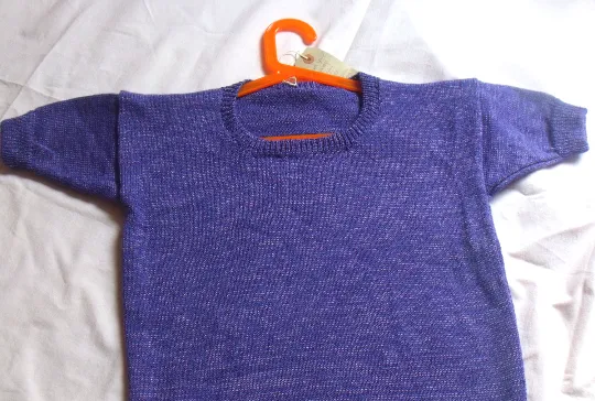 " Una" a ladies knitted short sleeve jumper/ tee shirt, royal purple